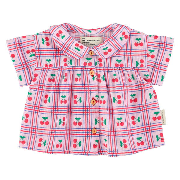Piupiuchick Peter Pan Collar Shirt Lilac W/ Cherries Allover