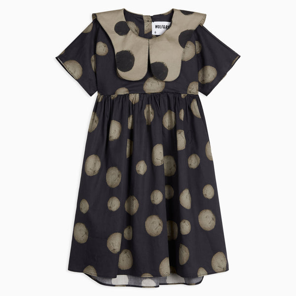 Wolf & Rita Girl Dress Silvia Woven Polka Black