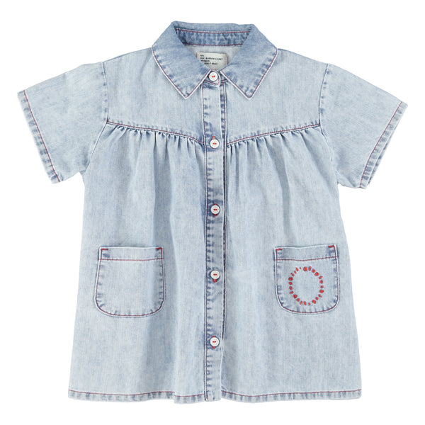Piupiuchick Short Dress Blue Light Denim