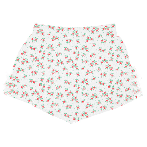 Piupiuchick Shorts Ecru W/ Red Flowers Allover