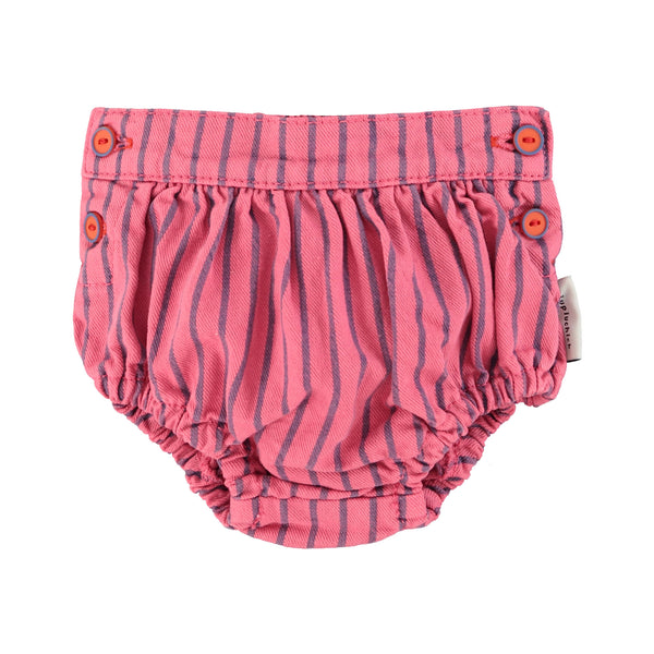 Piupiuchick Baby Shorties Pink W/ Indigo Stripes