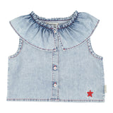 Piupiuchick Sleeveless Blouse W/ Collar Blue Light Denim