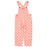 Piupiuchick Dungarees Pink W/ Red Hearts Allover