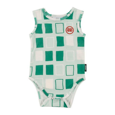 Loud Apparel Crema Baby Bodysuit Abstract Check Aop