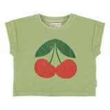 Piupiuchick T'Shirt Light Olive W/ Cherry Print