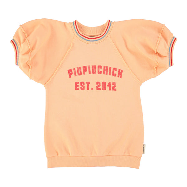 Piupiuchick Knee-Lenght Sweatshirt Dress Peach "Piupiuchick" Print