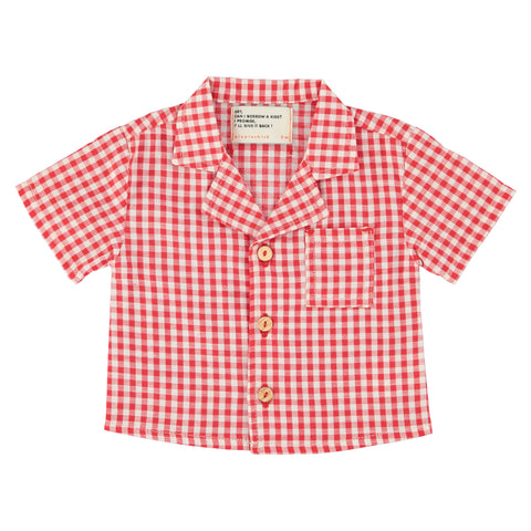 Piupiuchick Hawaiian Shirt Red & Ecru Checkered