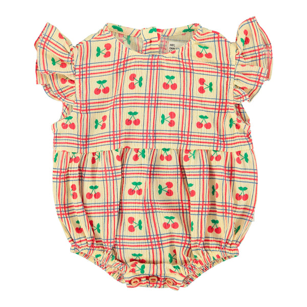 Piupiuchick Sleeveless Baby Romper Lilac W/ Cherries Allover