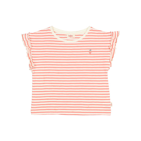 Buho Stripes Girly T-Shirt Coral