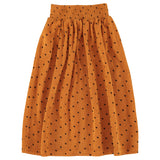 Piupiuchick Knee-Lenght Skirt Camel W/ Black Hearts Allover