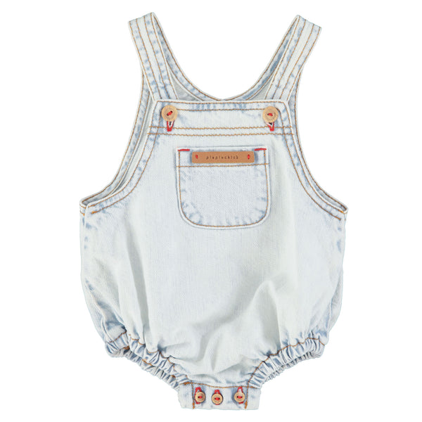 Piupiuchick Baby Romper Washed Light Blue Denim