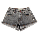 Piupiuchick Shorts W/ Fringes Washed Black Denim