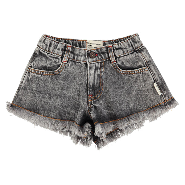 Piupiuchick Shorts W/ Fringes Washed Black Denim
