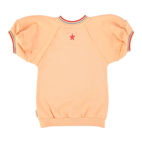 Piupiuchick Knee-Lenght Sweatshirt Dress Peach "Piupiuchick" Print