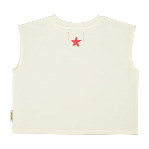 Piupiuchick Sleeveless T´Shirt Ecru W/ Apple Print