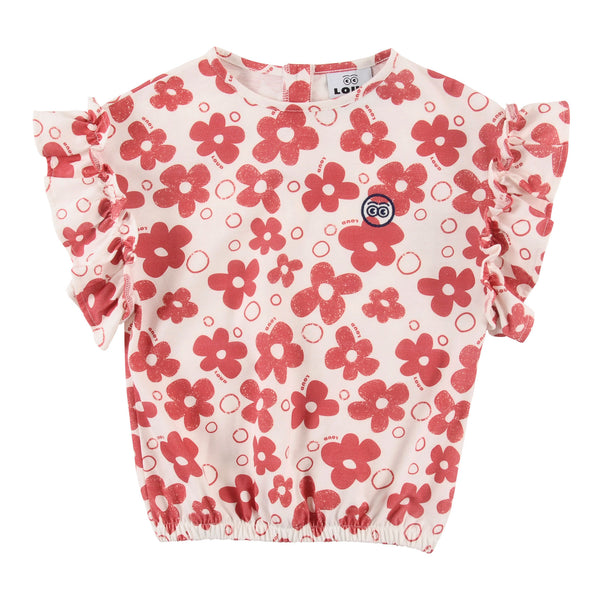 Loud Apparel Flower Girl Top Ruffle Flower Aop