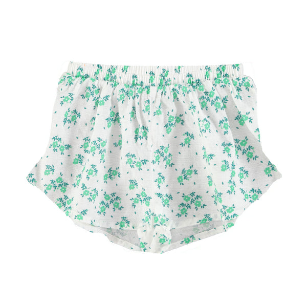 Piupiuchick Baby Bloomers Ecru W/ Green Flowers Allover