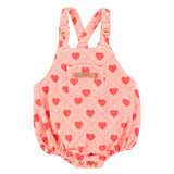 Piupiuchick Baby Romper Pink W/ Red Hearts Allover