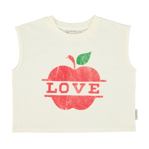 Piupiuchick Sleeveless T´Shirt Ecru W/ Apple Print