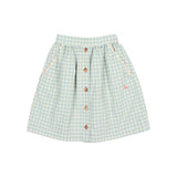 Buho Gingham Midi Skirt Aqua