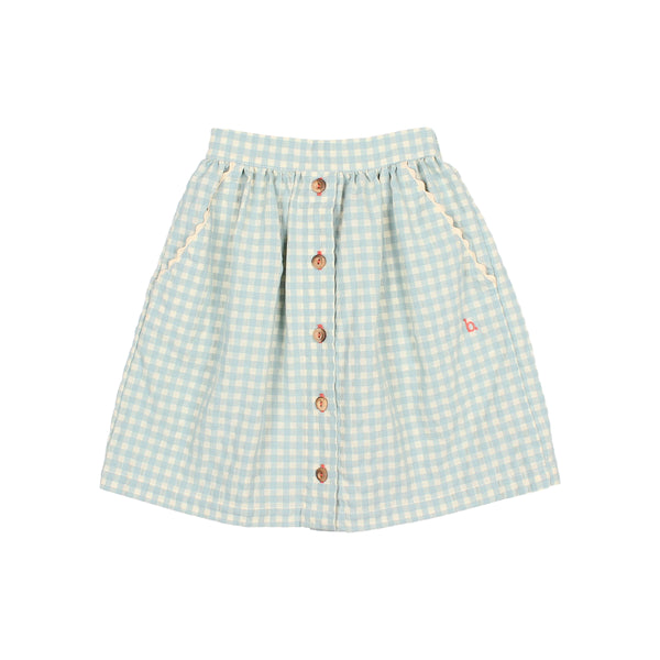Buho Gingham Midi Skirt Aqua