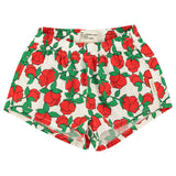 Piupiuchick Shorts Ecru W/ Red Roses Print