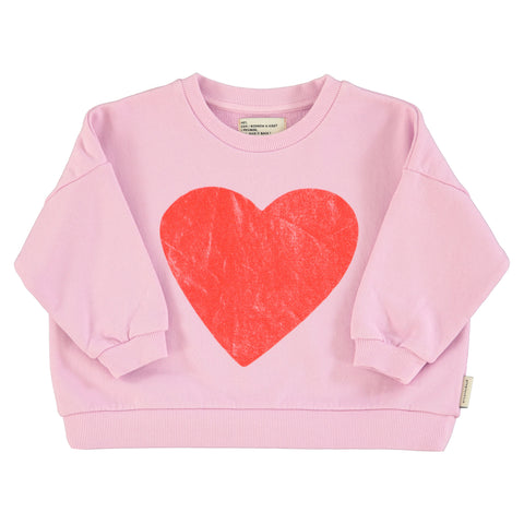 Piupiuchick Sweatshirt Lilac W/ Red Heart Print