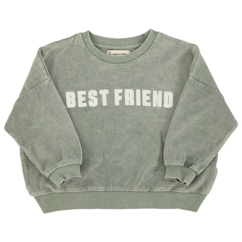 Piupiuchick Sweatshirt Washed Green W/ "Best Friend" Print