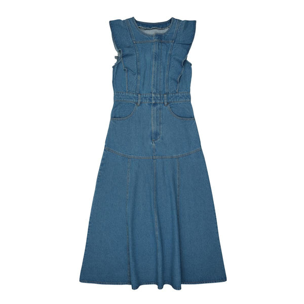 Coco Blanc Denim Maxi Zipper Jumper Blue Denim