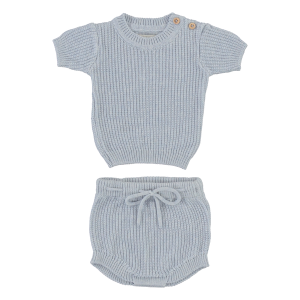 Bebe Organic Kelly Baby Set Blue Melange Knit