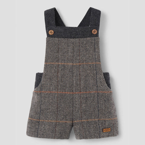 Popelin romper grey herringbone woollen contrasting