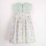 Popelin Floral Dress With Bib Collar