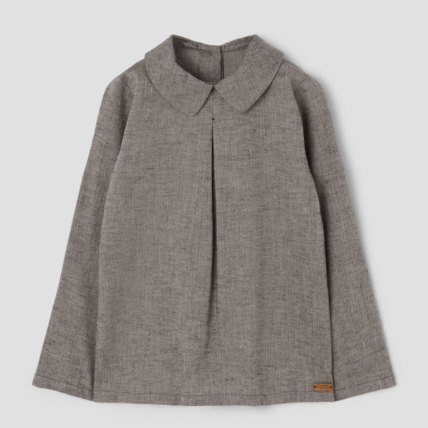 Popelin top brown herringbone with pleat || 19.4