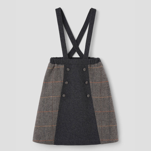 Popelin skirt grey herringbone woollen contrasting || 51.2