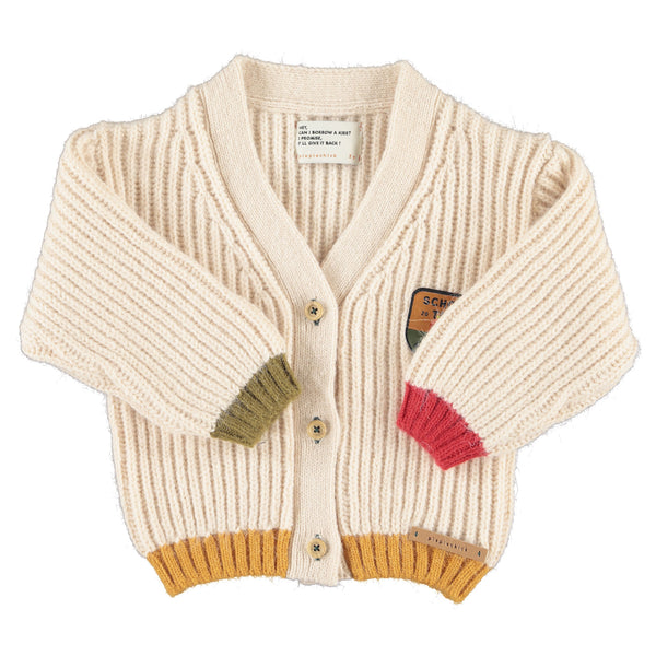 Piupiuchick Knitted Cardigan | Ecru W/ Patch