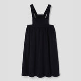 Popelin midi dress black corduroy with bib || 50.4