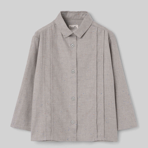 Popelin shirt grey herringbone with casing || 22.3
