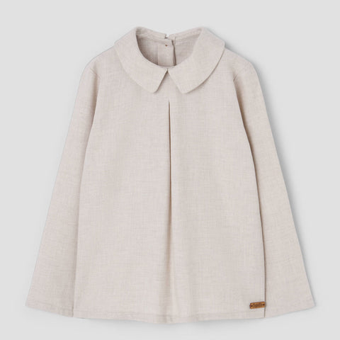 Popelin top sand with pleat