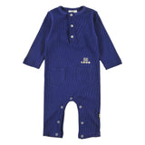 Loud Apparel Baby Playsuit Regular Fit, Loud Eyes Logo Print Contrast Blue Navy