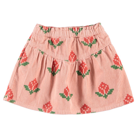 Piupiuchick Short Skirt | Pink W/ Big Flowers