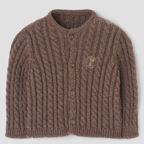 Popelin knitted jacket brown