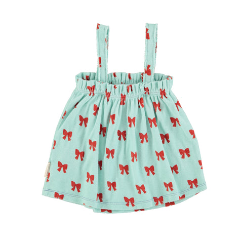 Piupiuchick Top W/ Straps | Blue W/ Red Bows