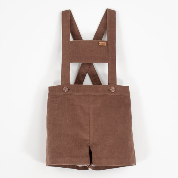 Popelin Ochre-Coloured Corduroy Short Romper Suit