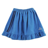 Loud Apparel Mini Skirt Elasticated Waist, Contrast Print Stripe Malibu Blue