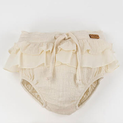 Popelin Off-White Culotte With Double Frill