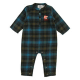 Loud Apparel Baby Playsuit Relaxed Fit, Iceskate Embroidery Motif Check