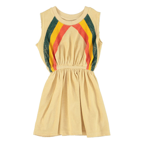 Piupiuchick  Short Dress | Sand W/ Multicolor Stripes