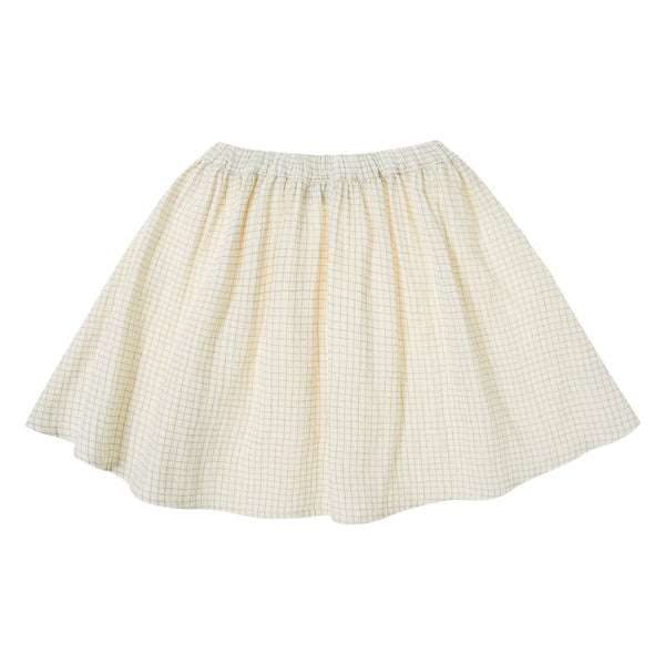 Tocoto Vintage Flared Skirt Mini Checks Ecru