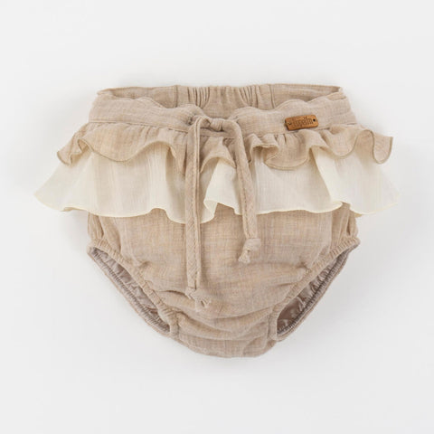 Popelin Sand Organic Culotte With Double Frill