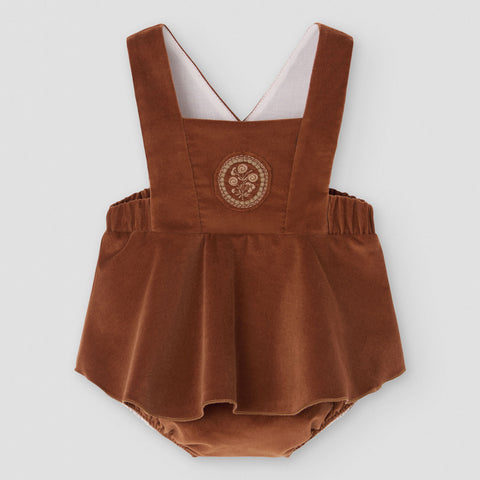 Popelin romper terracotta velvet with straps